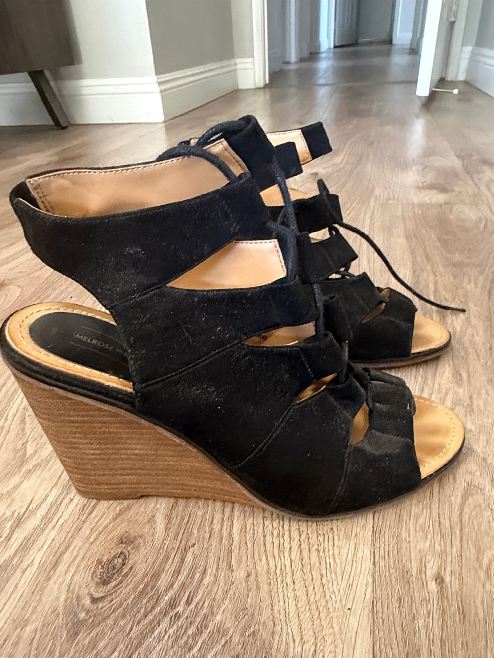 Melrose and Market Black Lace-Up Suede Gladiator Sandal